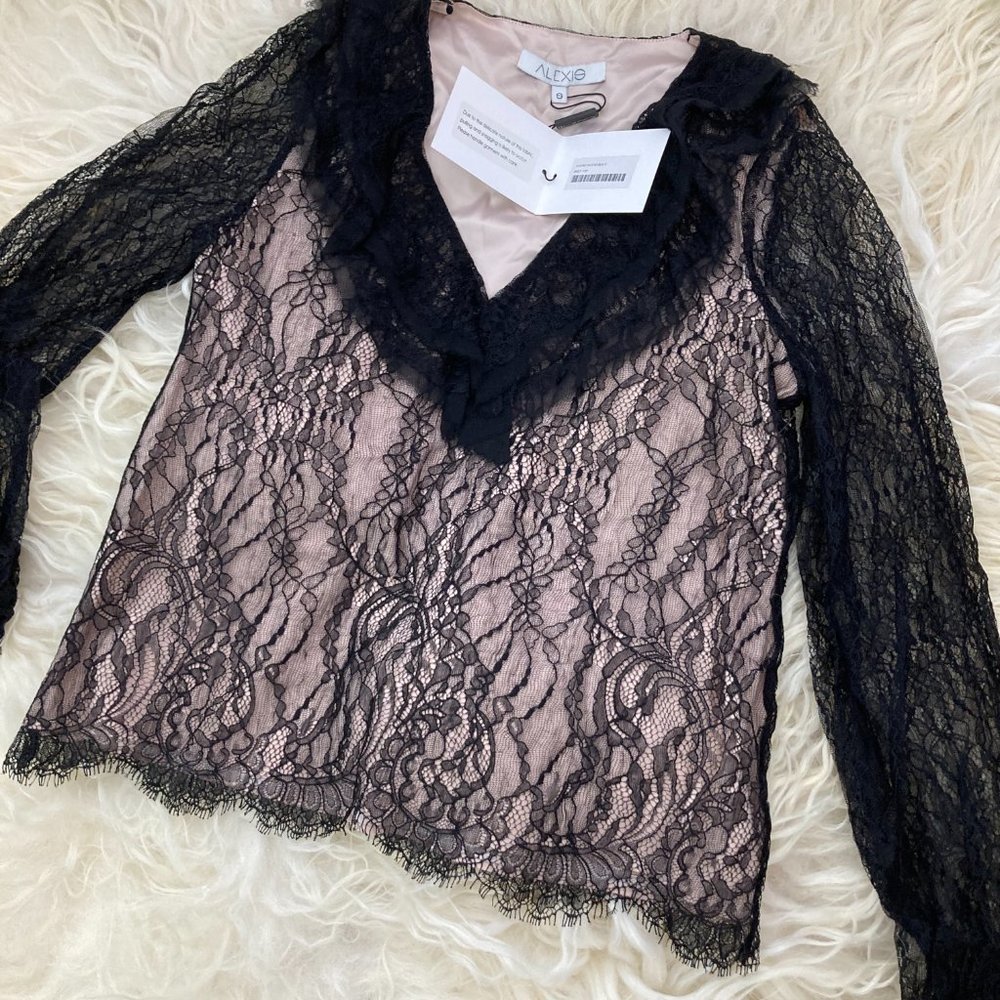 ALEXIS Lace Pattern V-Neck Blouse - Picture 8 of 14